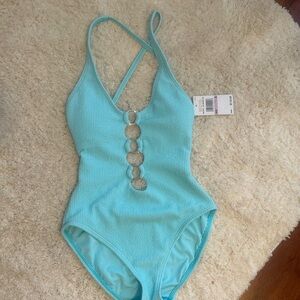 NWT teal Michael Kors one piece bathing suit Size 6